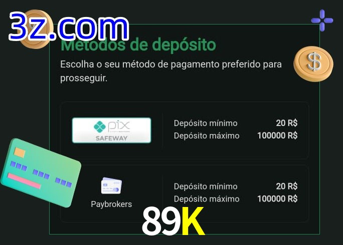 O cassino 89K oferece uma grande variedade de métodos de pagamento